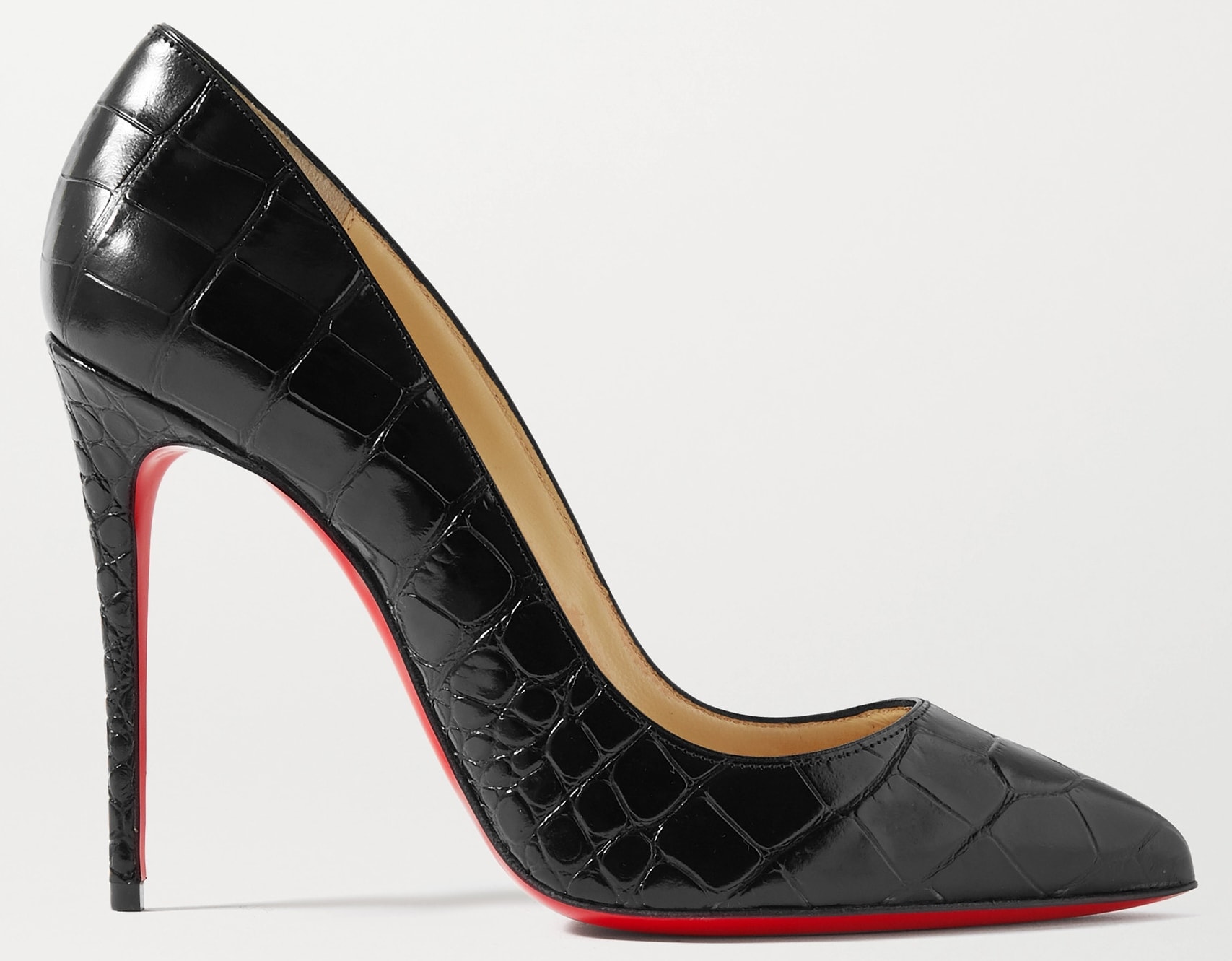 Christian Louboutin's Pigalle Follies pumps are crafted in Italy from croc-effect leather and feature pointed toes and slim 4-inch heels