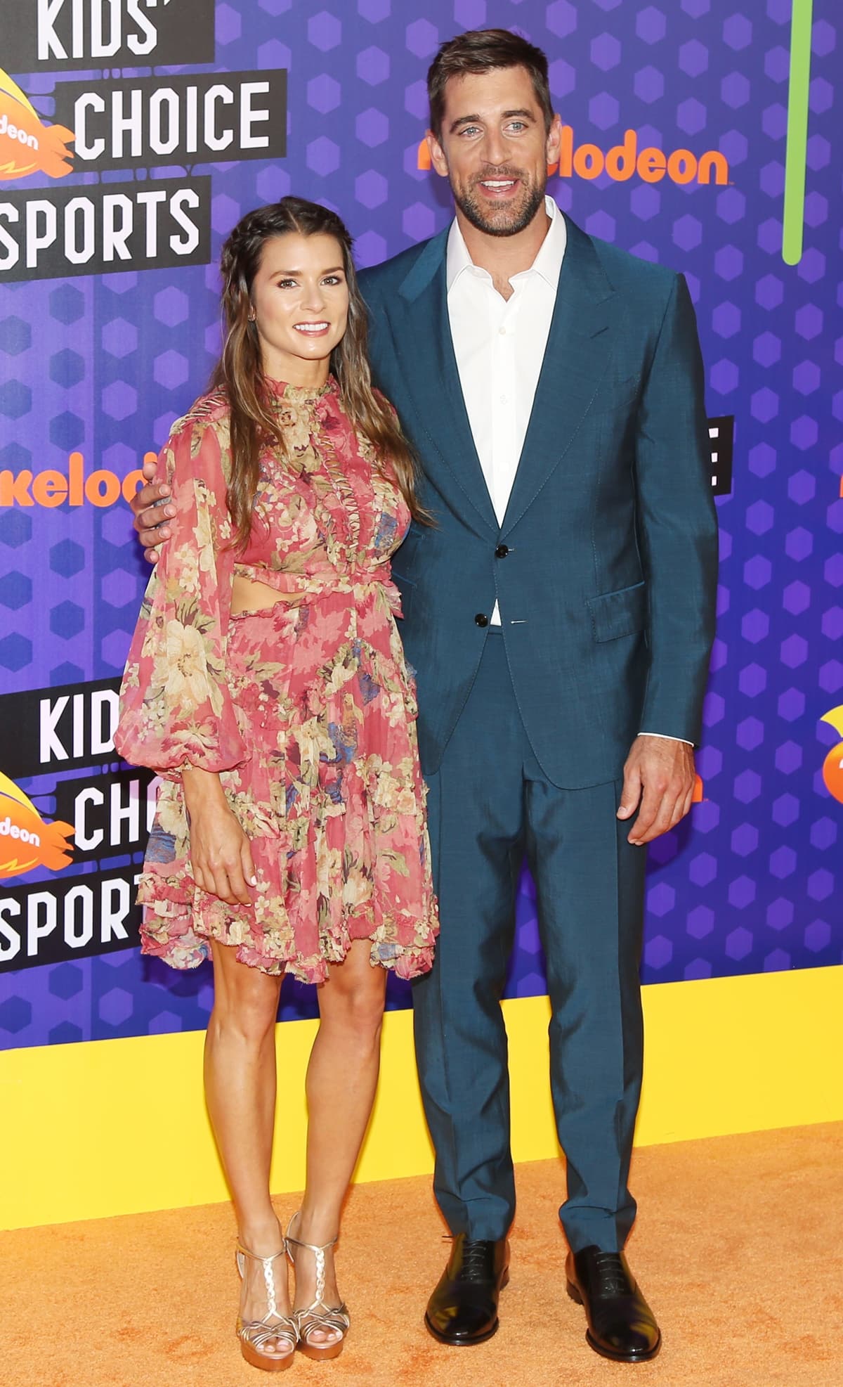 Danica Patrick with her much taller boyfriend Aaron Rodgers