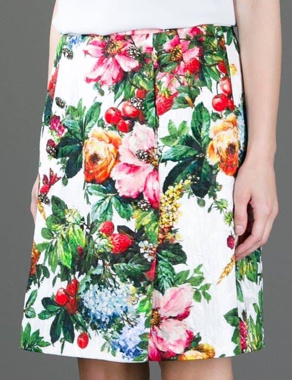 Dolce & Gabbana Floral Skirt in White Multi