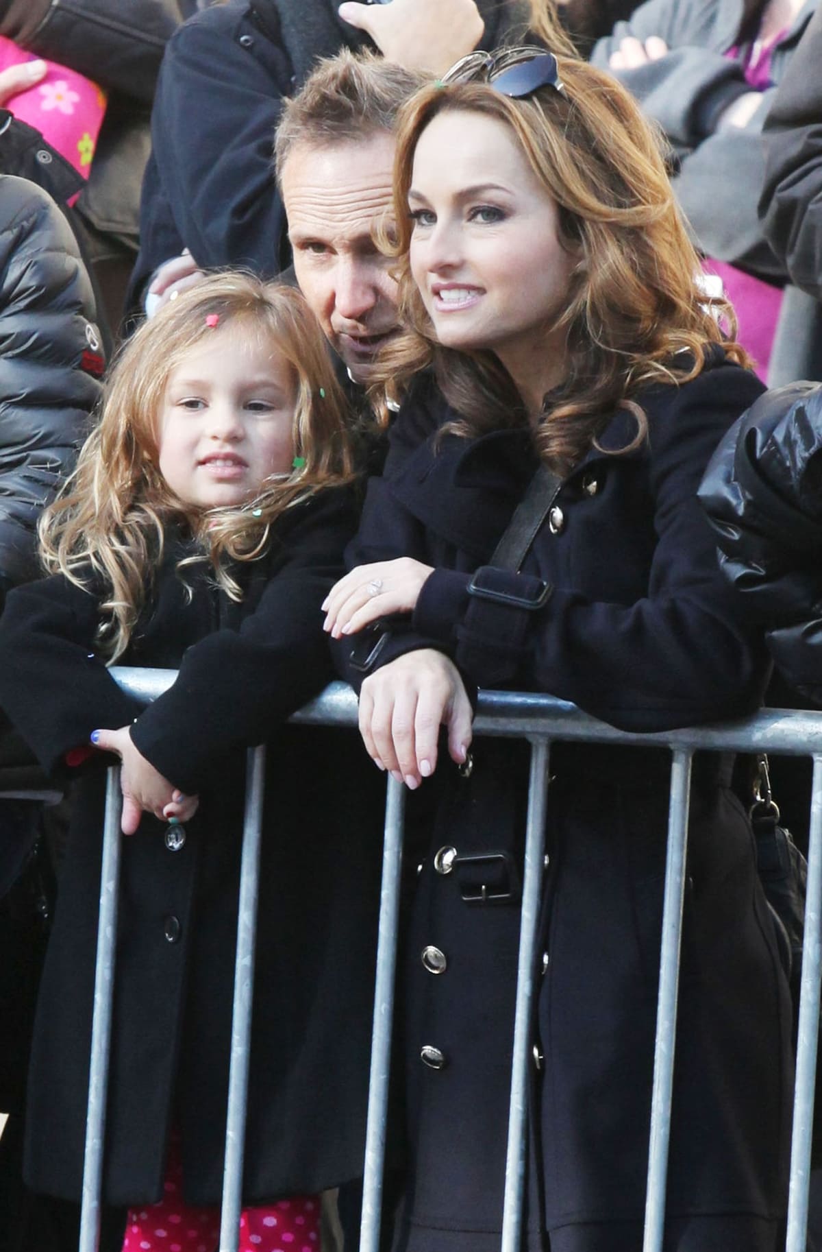 Giada De Laurentiis with her husband Todd Thompson and their daughter Jade Marie De Laurentiis Thompson watch the 86th Annual Macy's Thanksgiving Day Parade