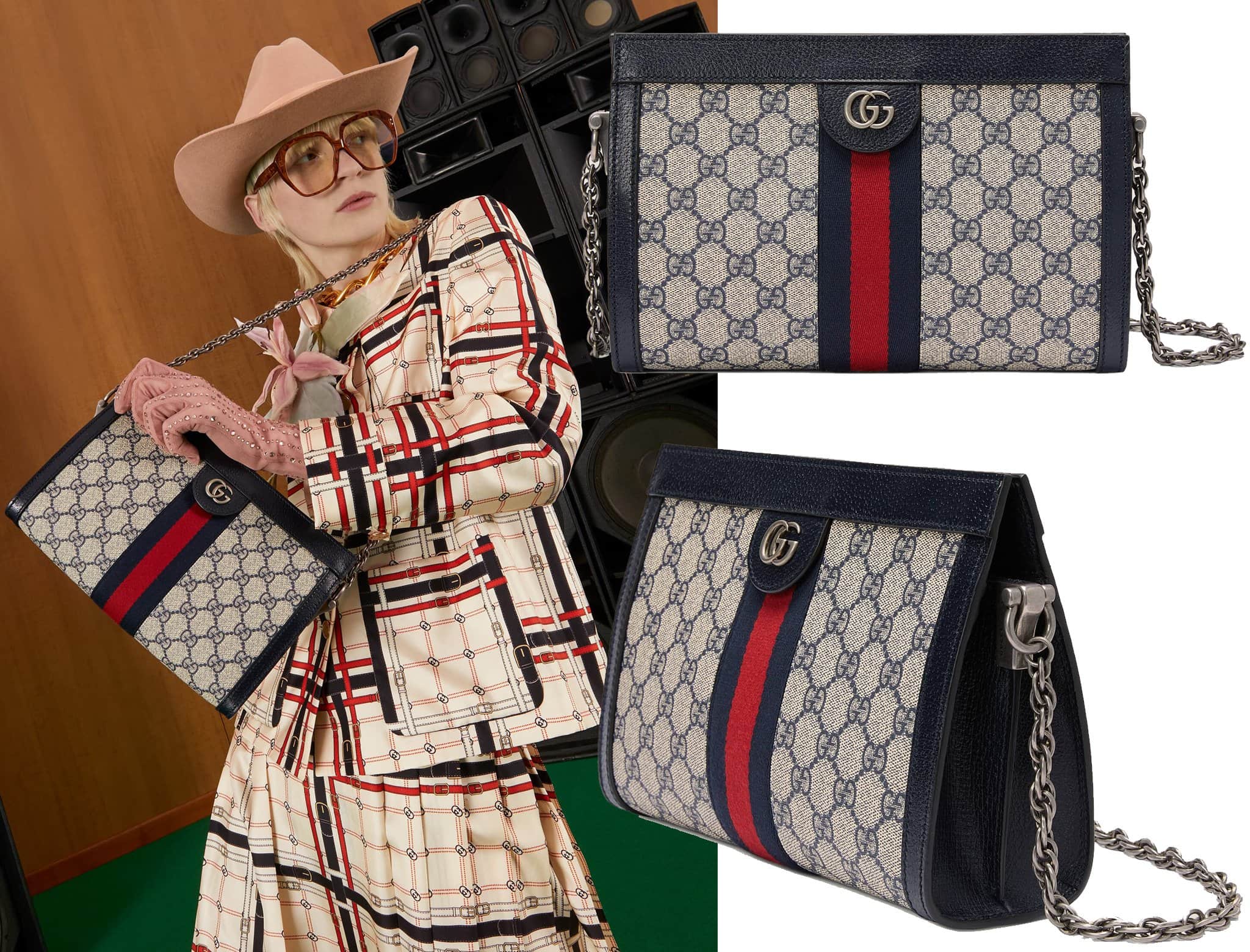 The Ophidia GG features the GG Supreme canvas in a mix of blue and beige for Gucci Love Parade