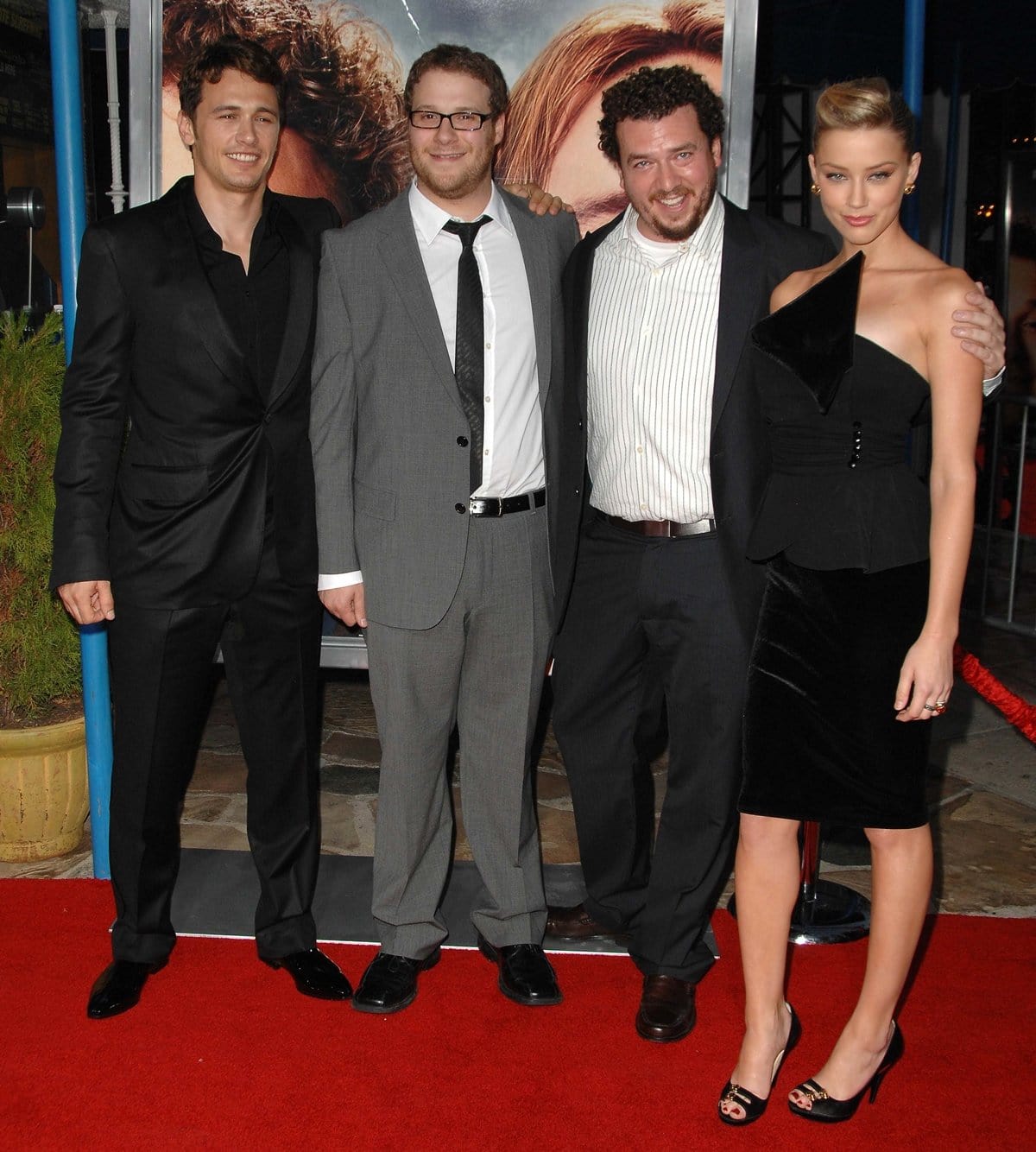 James Franco, Seth Rogen, Danny McBride, and Amber Heard attend the "Pineapple Express" Los Angeles Premiere