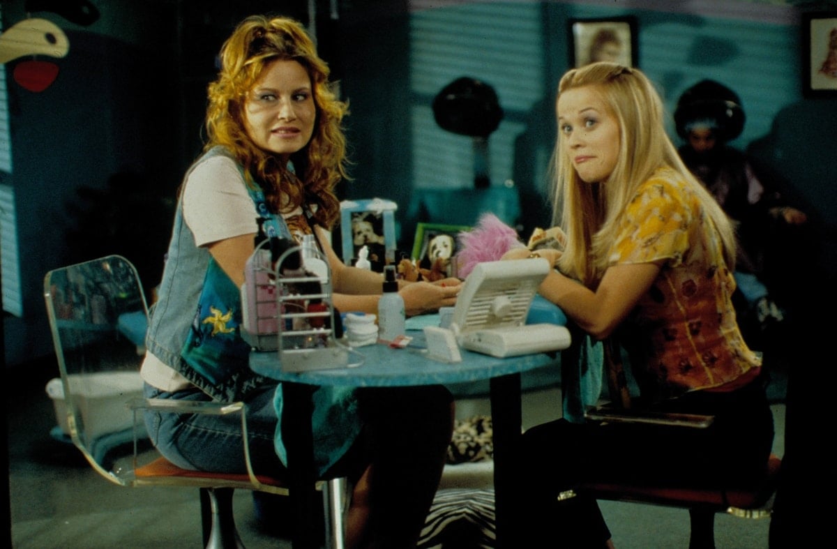 Jennifer Coolidge as Paulette Bonafonté and Reese Witherspoon as Elle Woods in the 2001 American comedy film Legally Blonde
