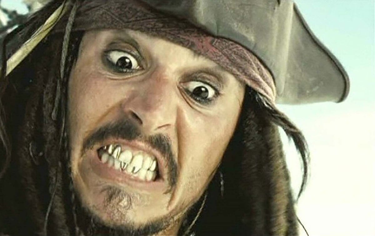 Johnny Depp's character, Captain Jack Sparrow in the Walt Disney swashbuckler film series Pirates of the Caribbean, is portrayed as having gold teeth