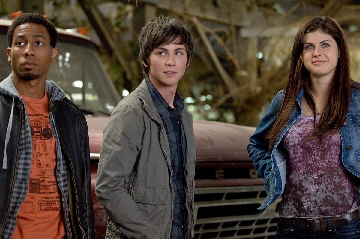 Logan Lerman as Percy Jackson, Brandon T. Jackson as Grover Underwood, and Alexandra Daddario as Annabeth Chase in the 2010 action fantasy film Percy Jackson & the Olympians: The Lightning Thief