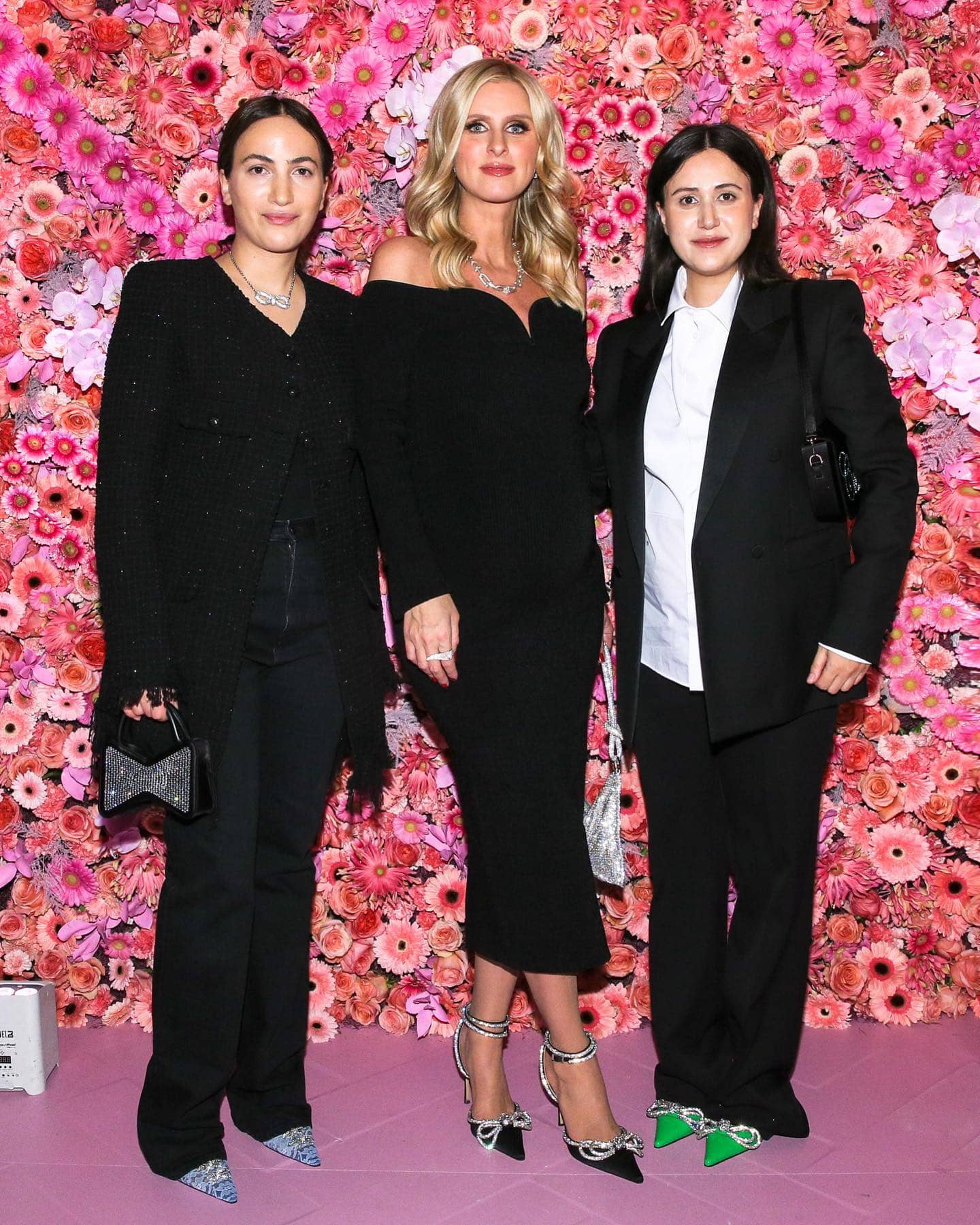 Sisters Nina and Gvantsa Macharashvili, pictured with Nicky Hilton, founded the Georgia footwear brand Mach & Mach in 2012