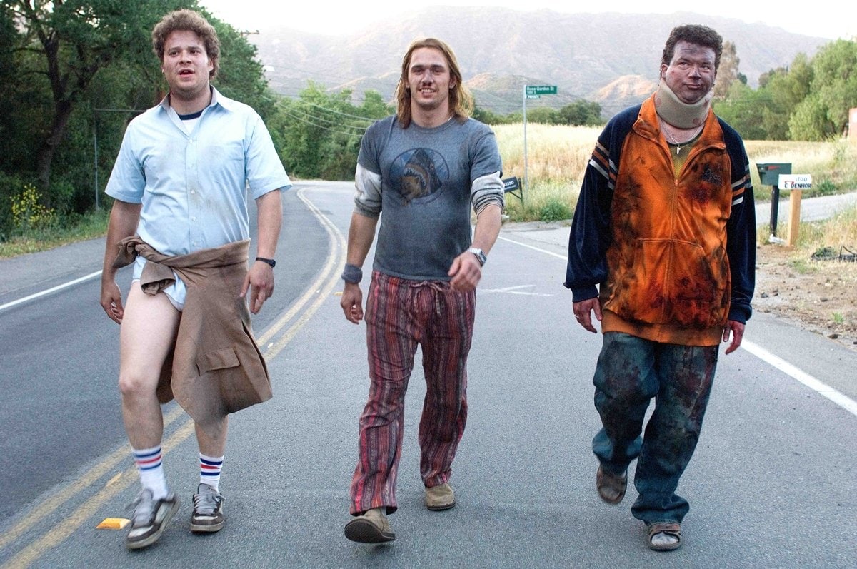 Seth Rogen as Dale Denton, James Franco as Saul Silver, and Danny McBride as Red in the 2008 American stoner comedy film Pineapple Express