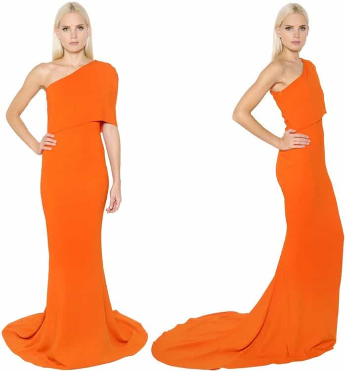 Stella McCartney Orange One Shoulder Cady Dress