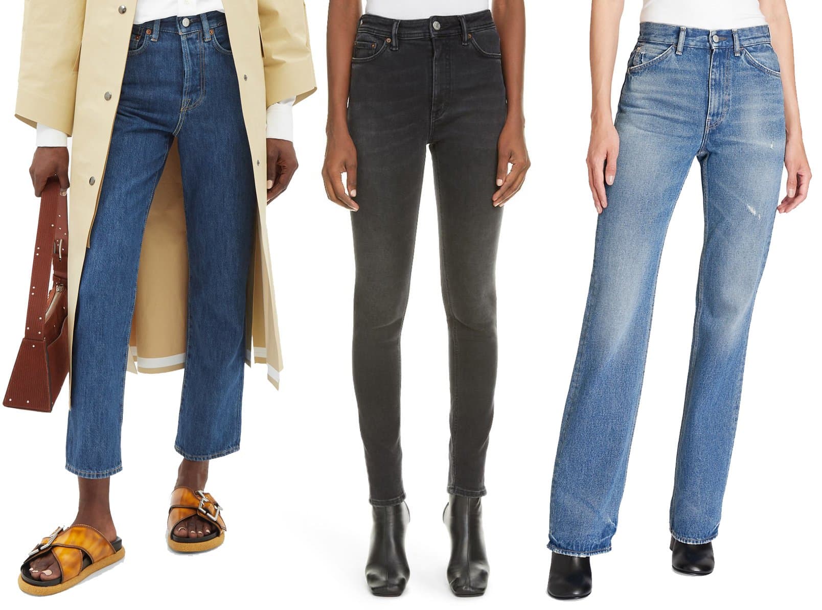 Acne Studios Mece High-Rise Cropped Straight-Leg Jeans; Acne Studios Peg High Waist Skinny Jeans; Acne Studios Medium Wash Jeans