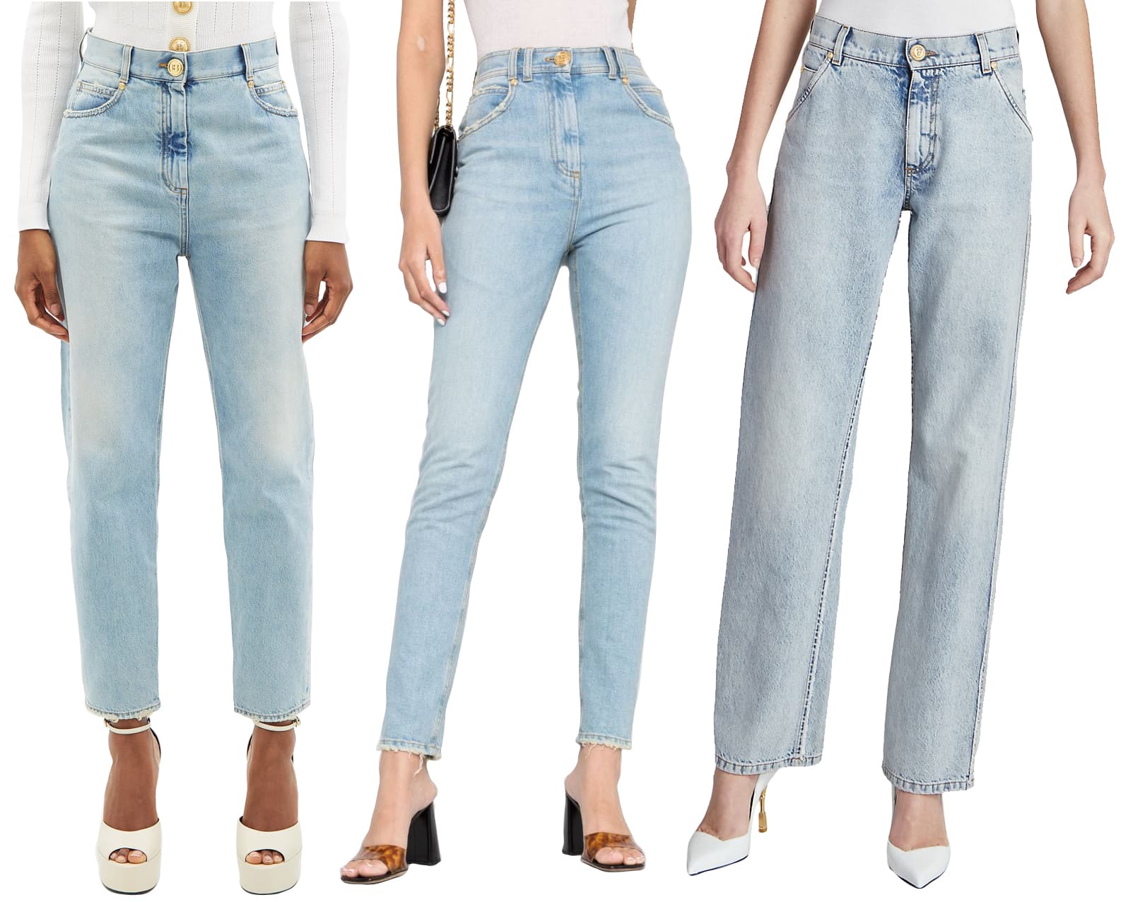 Balmain High-Rise Boyfriend Jeans; Balmain Skinny-Fit Jeans; Balmain Vintage-Inspired Straight-Leg Jeans