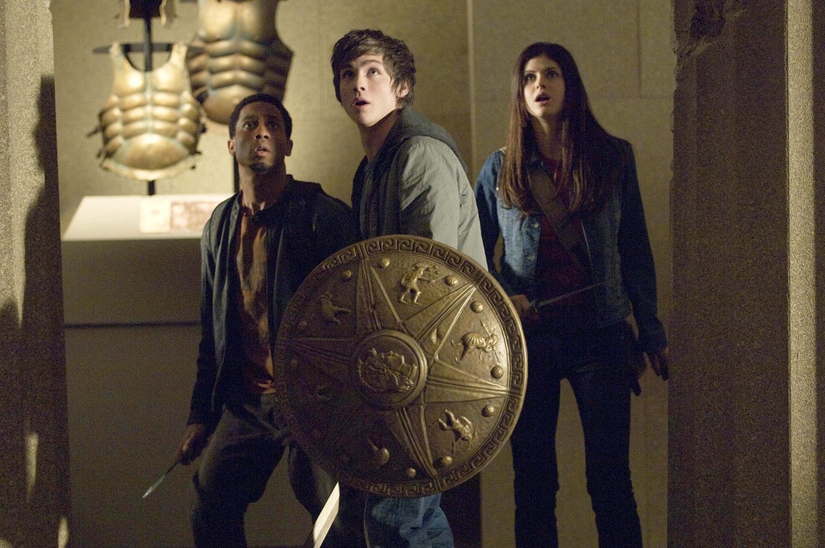 Brandon T. Jackson, Logan Lerman, and Alexandra Daddario in Percy Jackson & the Olympians: The Lightning Thief