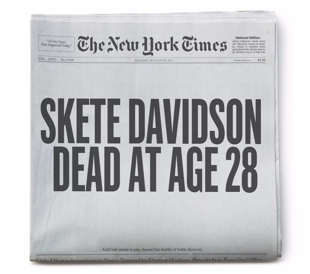Kanye West mourns fake death of “Skete Davidson” in an Instagram post that has now been deleted