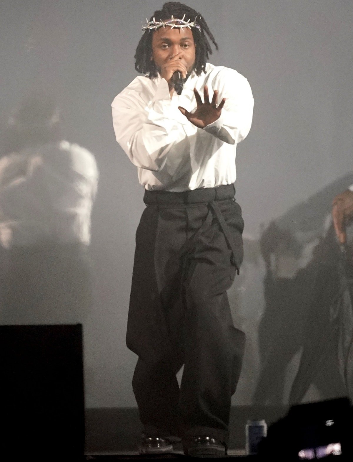 Kendrick Lamar performing at the Glastonbury Festival