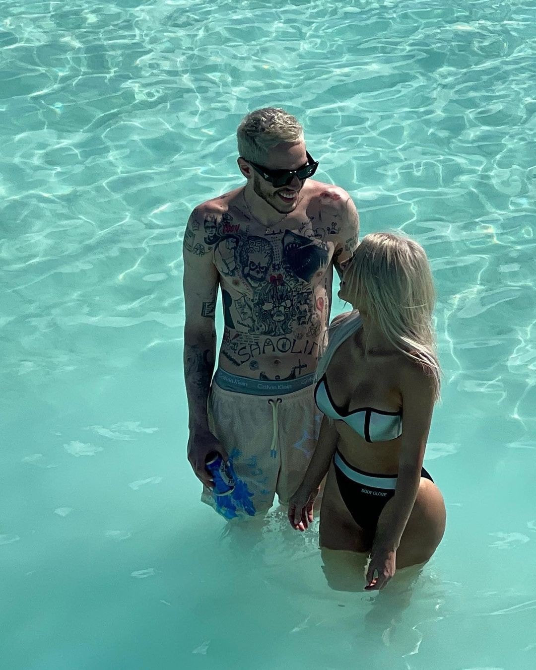 Pete Davidson and Kim Kardashian looking loved up on a beach getaway two months before their breakup