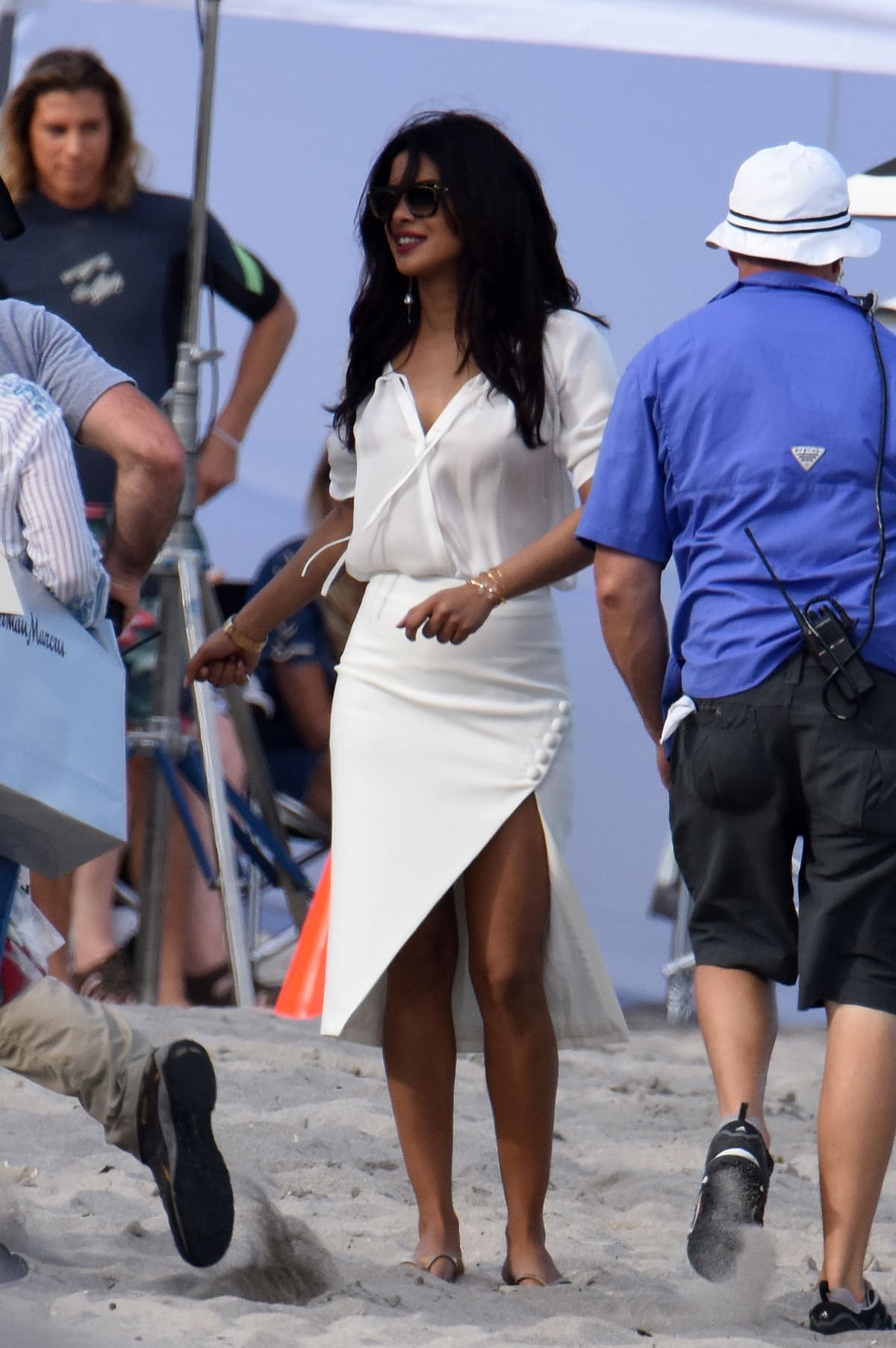 Actress Priyanka Chopra films scenes for the movie "Baywatch"