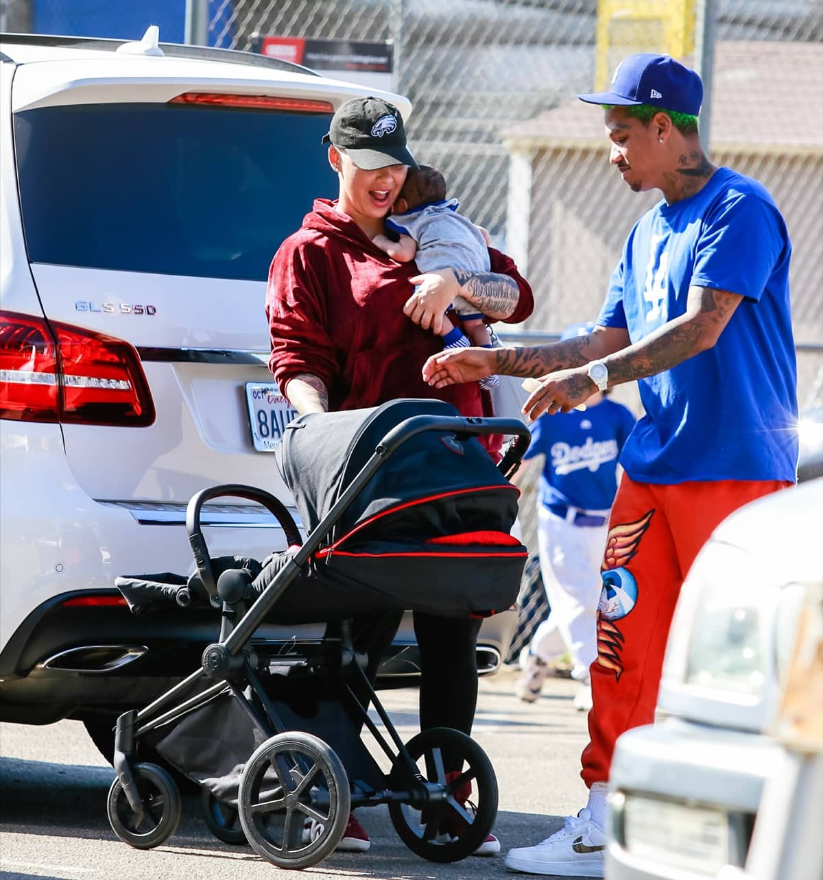 Amber Rose with her then-boyfriend Alexander Edwards and their son Sebastian Taylor Thomaz in Los Angeles