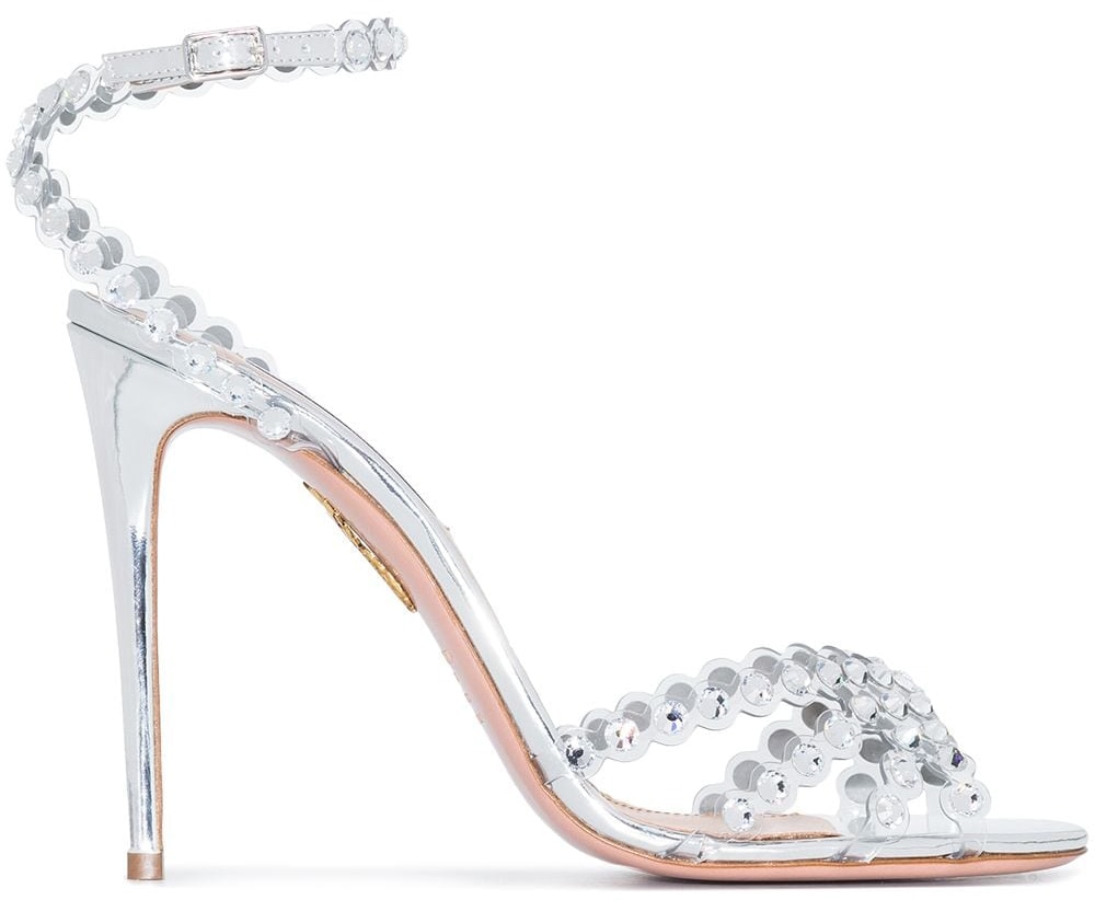 These Tequila sandals feature crystal embellishments across the clear Plexi straps