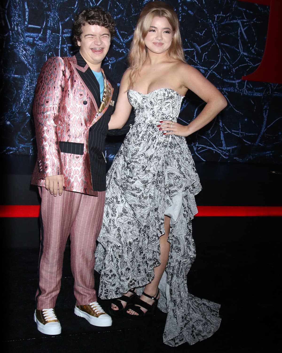 Gaten Matarazzo and his much taller girlfriend, Elizabeth Yu, at Netflix's "Stranger Things" Season 4 New York Premiere
