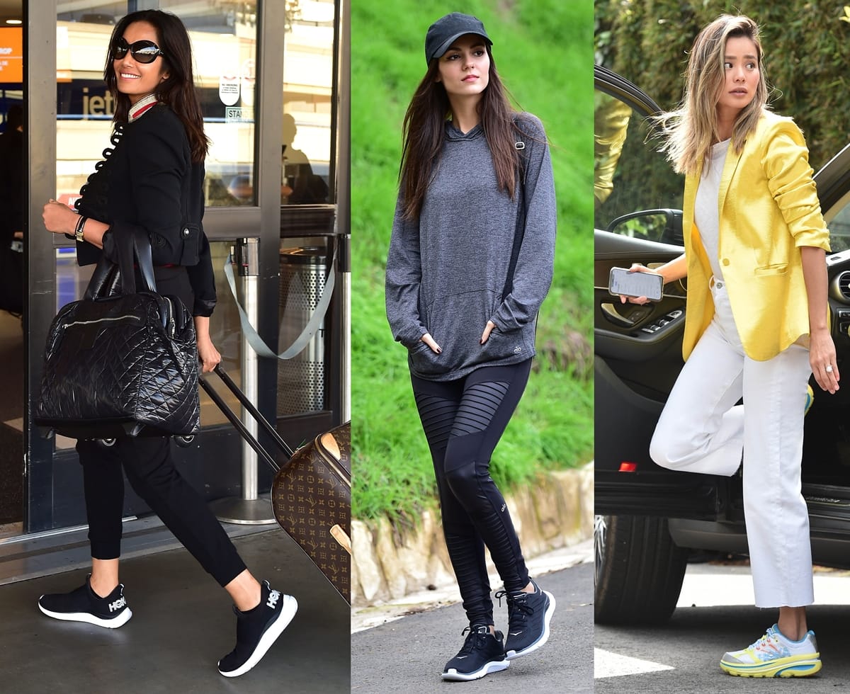 Padma Lakshmi, Victoria Justice, and Jamie Chung show three great ways to wear Hoka One One shoes