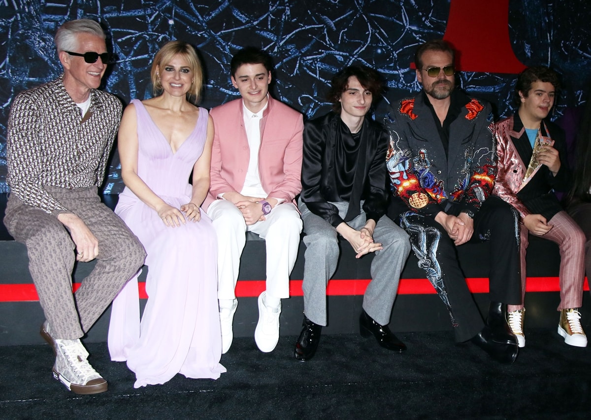 Matthew Modine, Cara Buono, Noah Schnapp, Finn Wolfhard, David Harbour, and Gaten Matarazzo attend Netflix's "Stranger Things" Season 4 New York Premiere