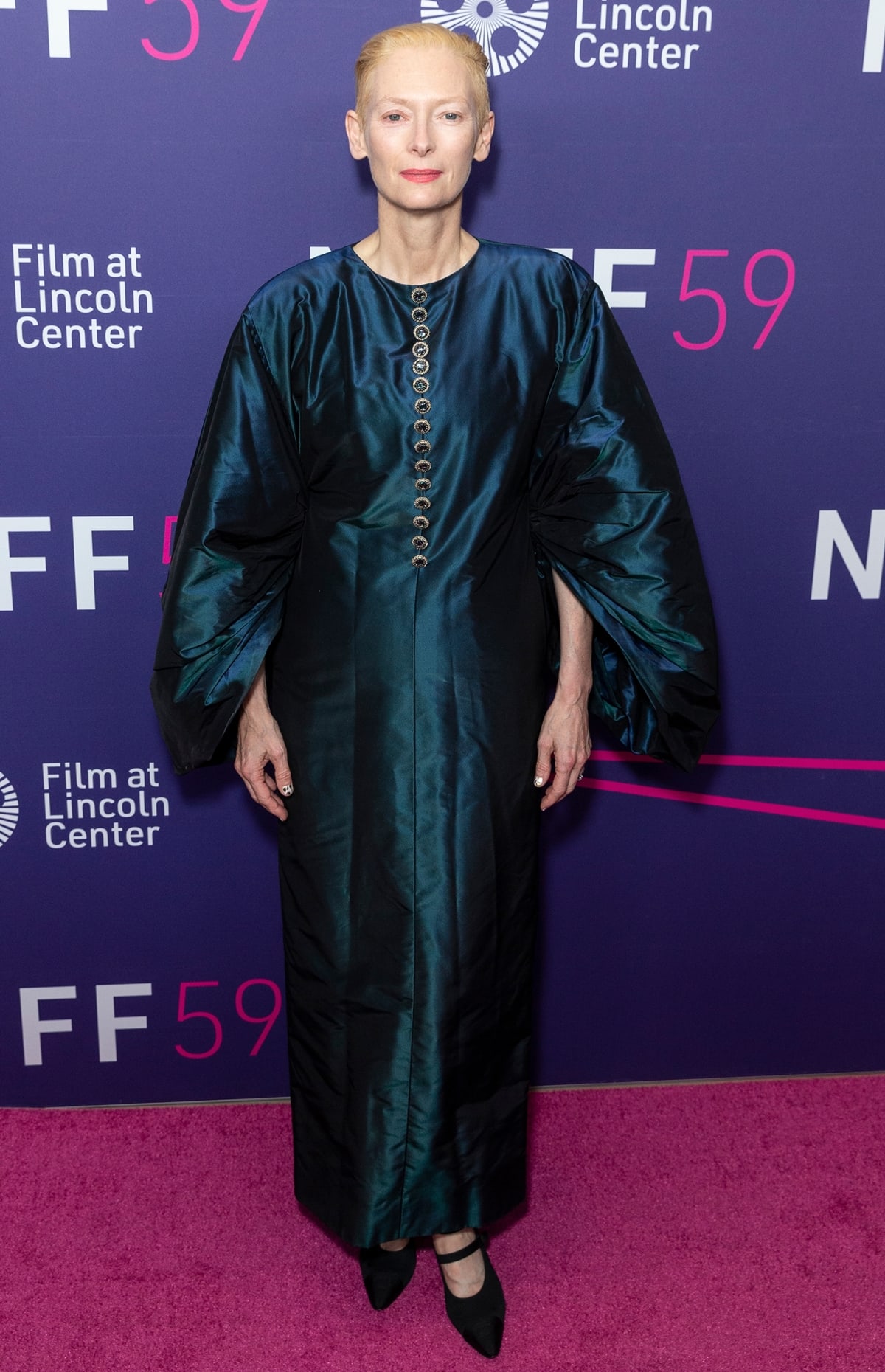 Tilda Swinton in a Chanel dress attends the closing night party for the 59th New York Film Festival