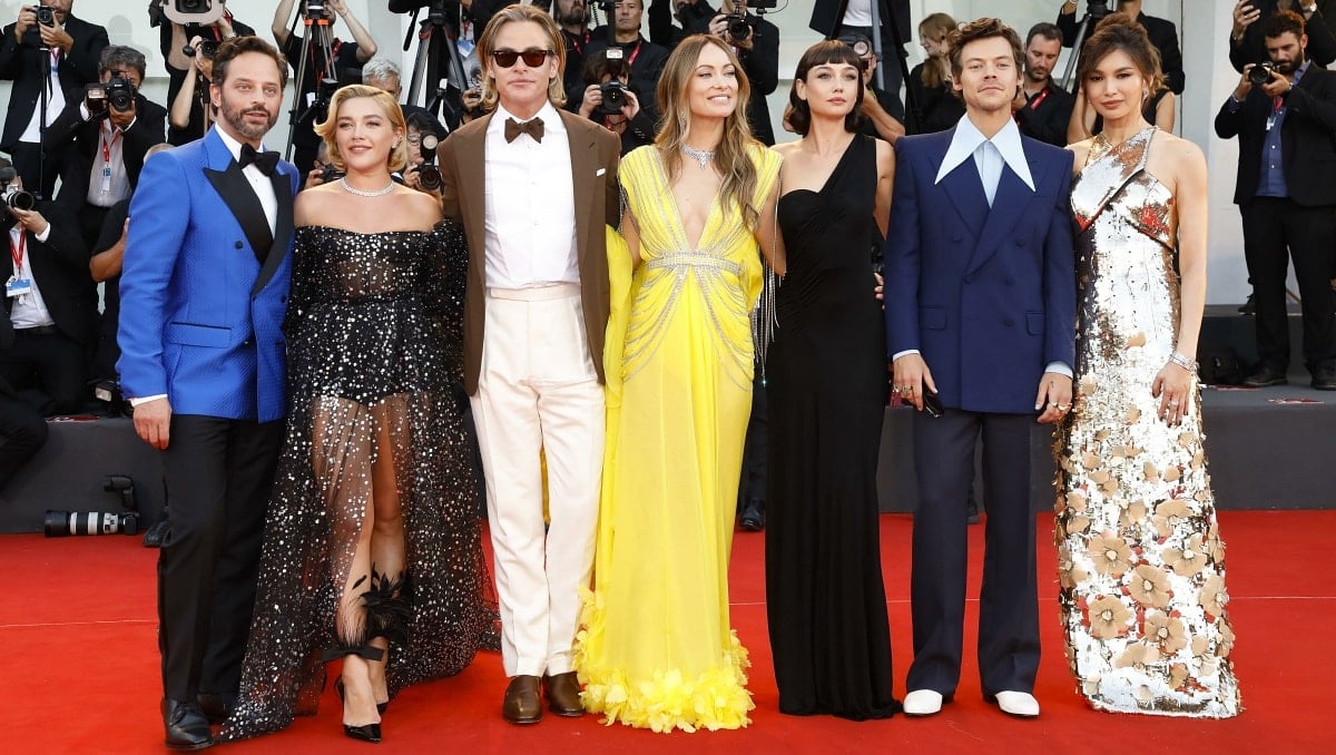 The cast of Don't Worry Darling during the 79th Venice International Film Festival