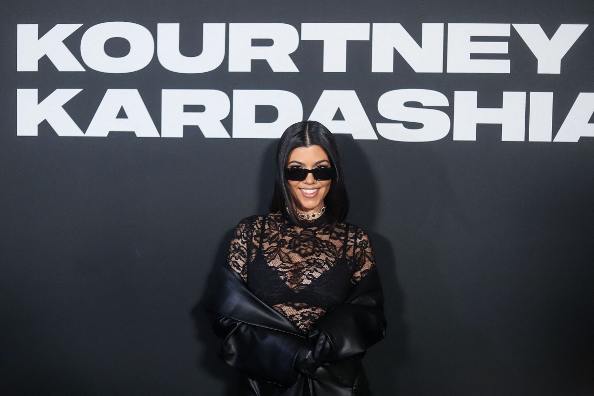 Kourtney Kardashian at the Boohoo x Kourtney Kardashian Barker Spring/Summer 2023 show during New York Fashion Week