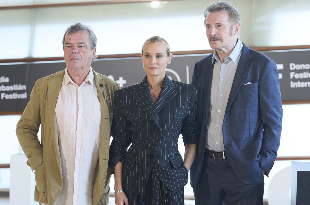 Director Neil Jordan, Diane Kruger, and Liam Neeson at the Marlowe photocall during the 70th San Sebastian International Film Festival