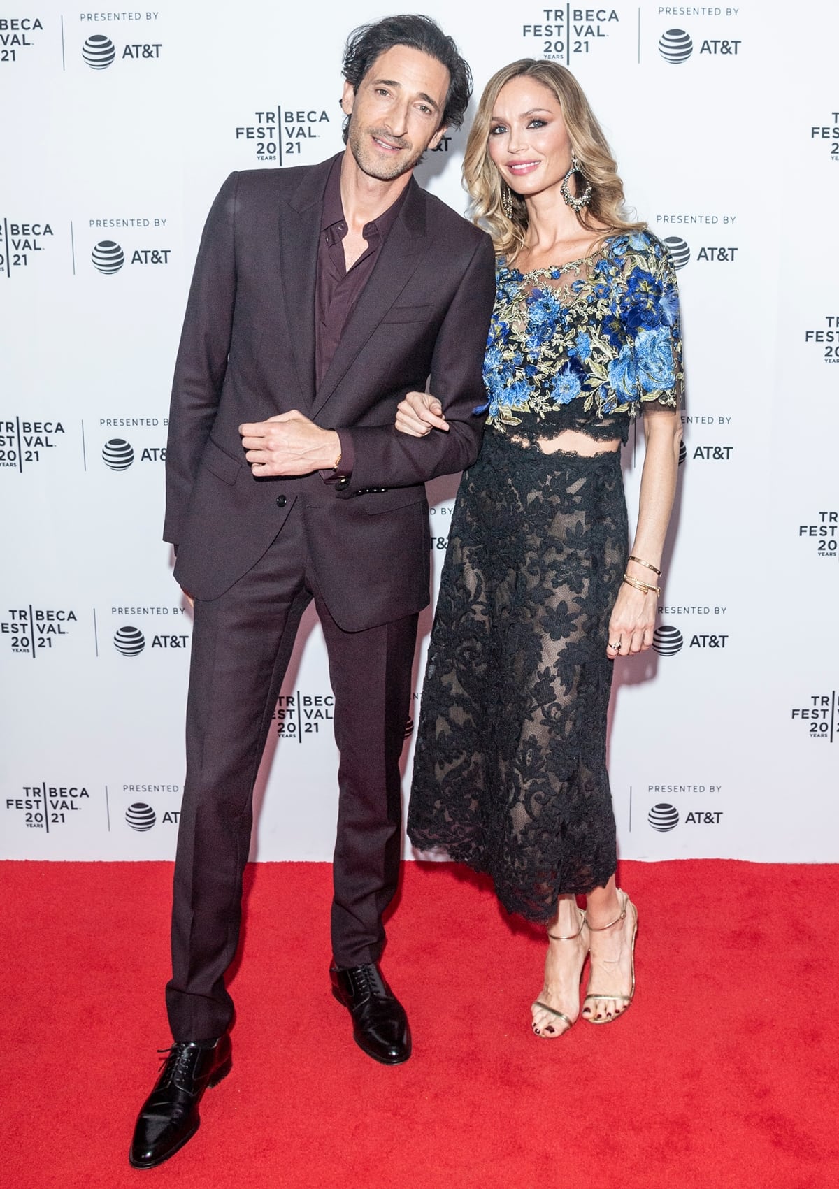 Adrien Brody and Georgina Chapman on their first red carpet event as a couple at the Clean premiere during the Tribeca Film Festival