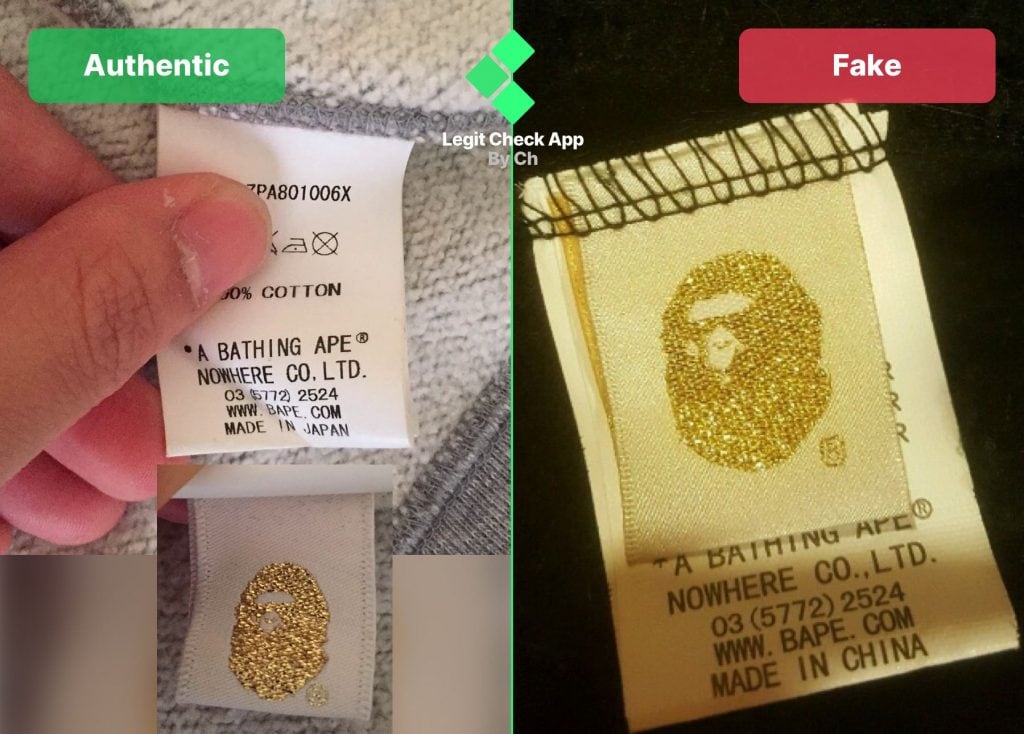Some BAPE Clothing comes with a golden logo tag with a grainy texture