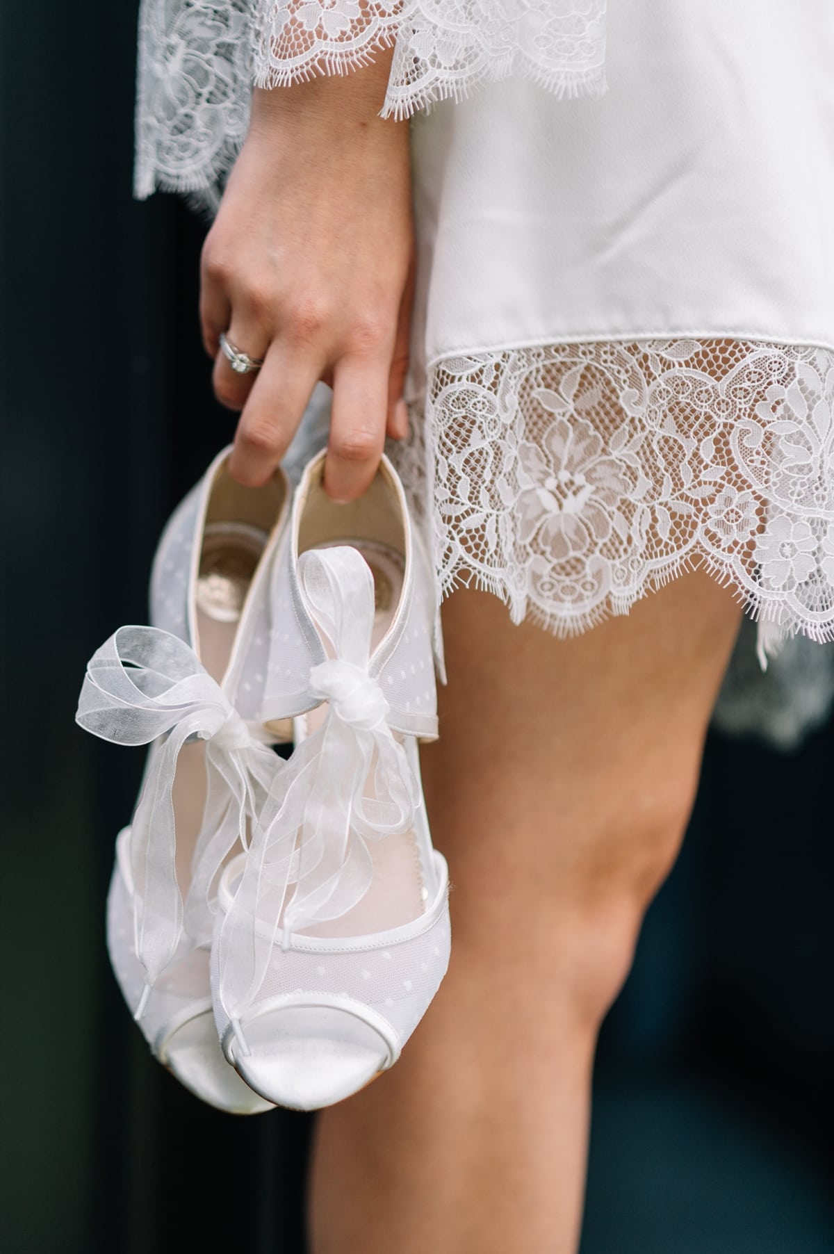 Wedding shoes with bow embellishments are the perfect accessory for a romantic bride