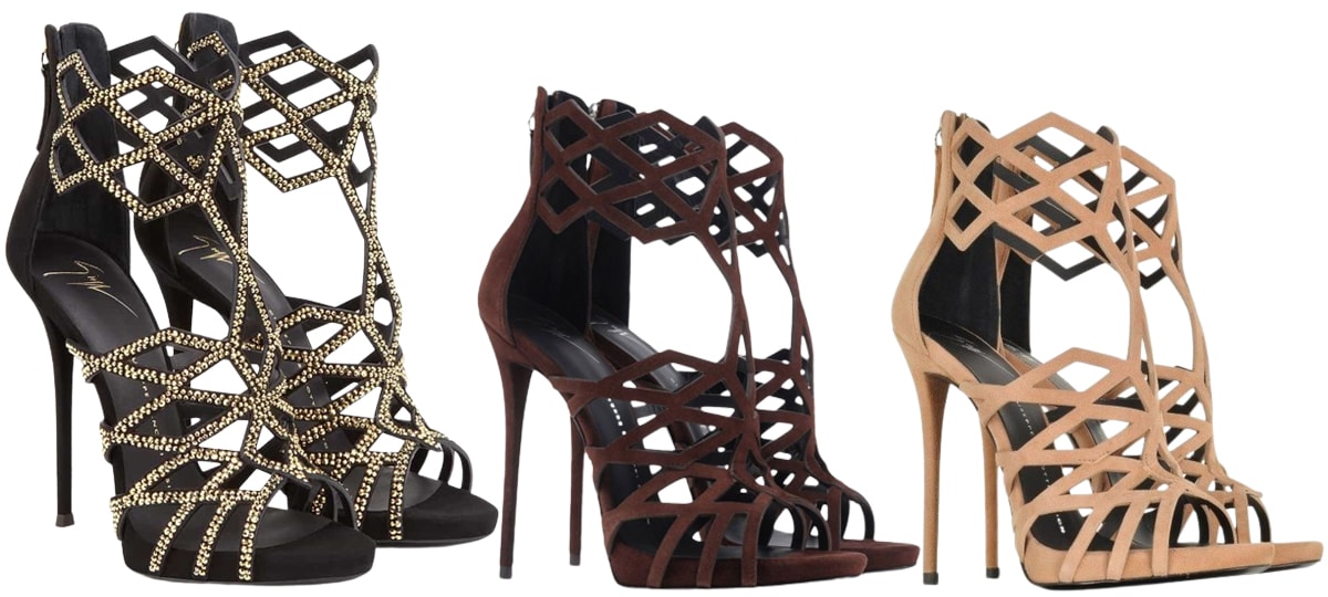 The Raquel cage heels feature a laser-cut upper, creating its caged silhouette