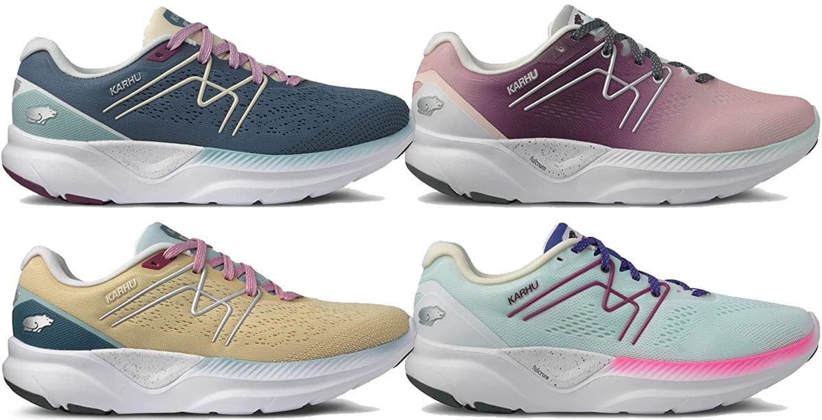 The Karhu Fusion is high cushion running shoe for neutral-footed runners, designed with a shortened Fulcrum and a Propulsion unit for a quick turnover and a high cushioned AeroFoam midsole