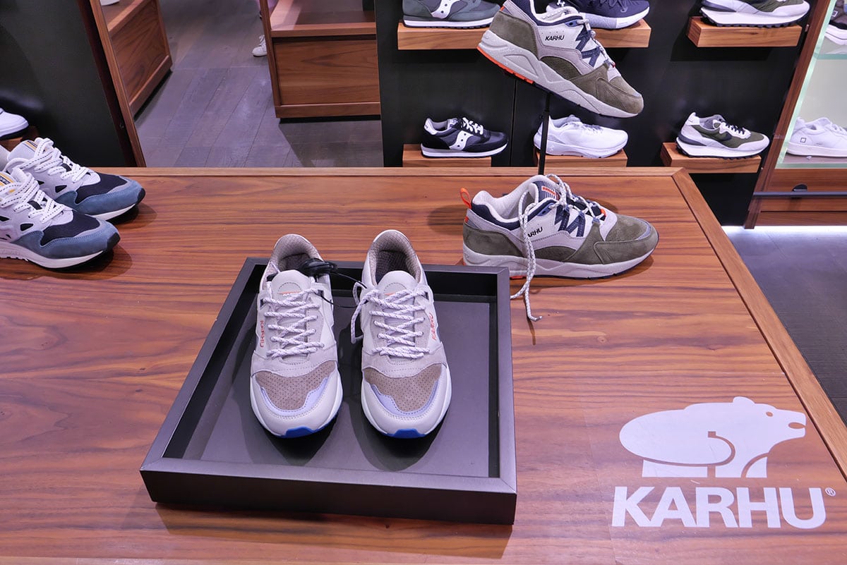 Karhu is a sports equipment company that provides shirts, jackets, and sneakers, with a focus on running