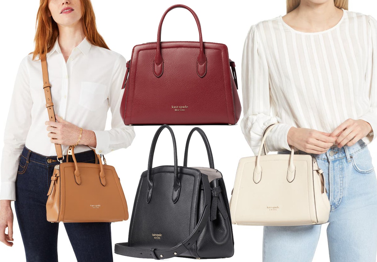 Featuring a classic satchel silhouette, the Kate Spade Knott is a compact and structured satchel constructed from pebbled leather with a top carry handle and a removable crossbody strap