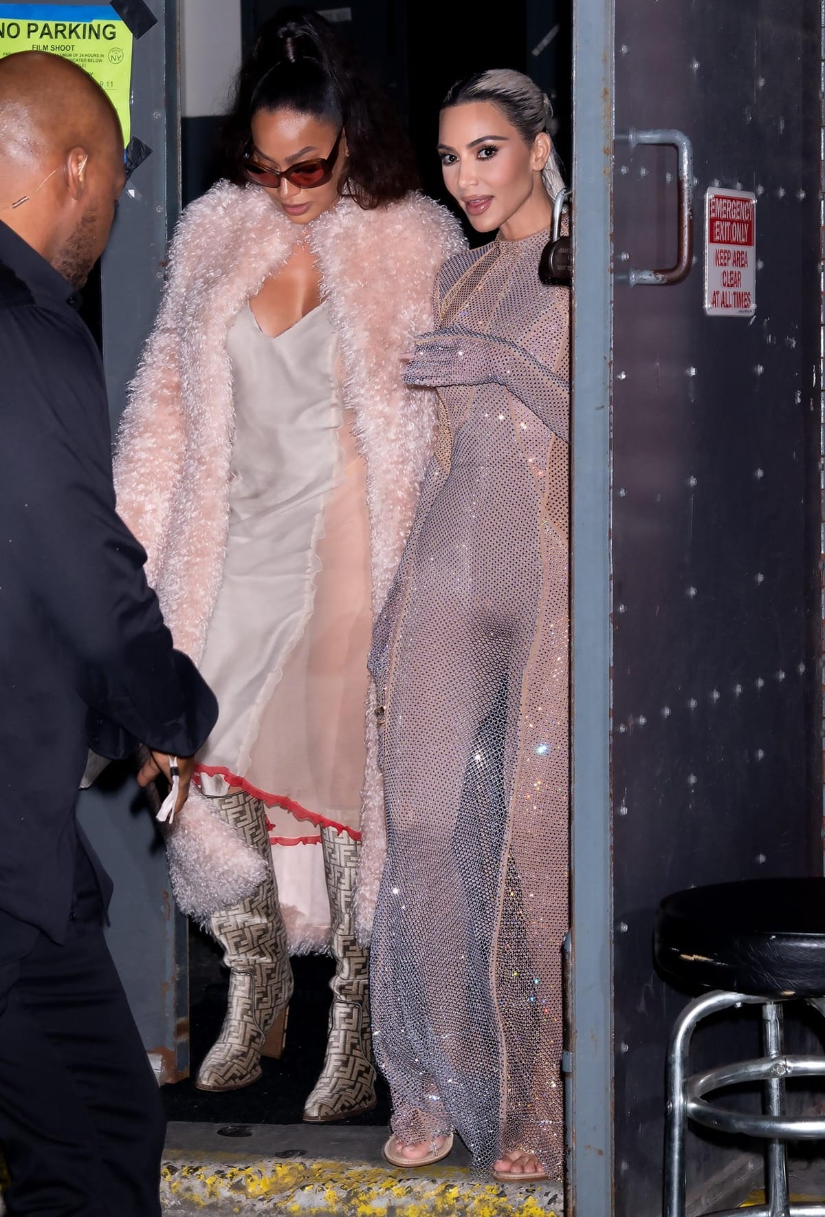 Kim Kardashian and LaLa Anthony make their way to the Fendi after party