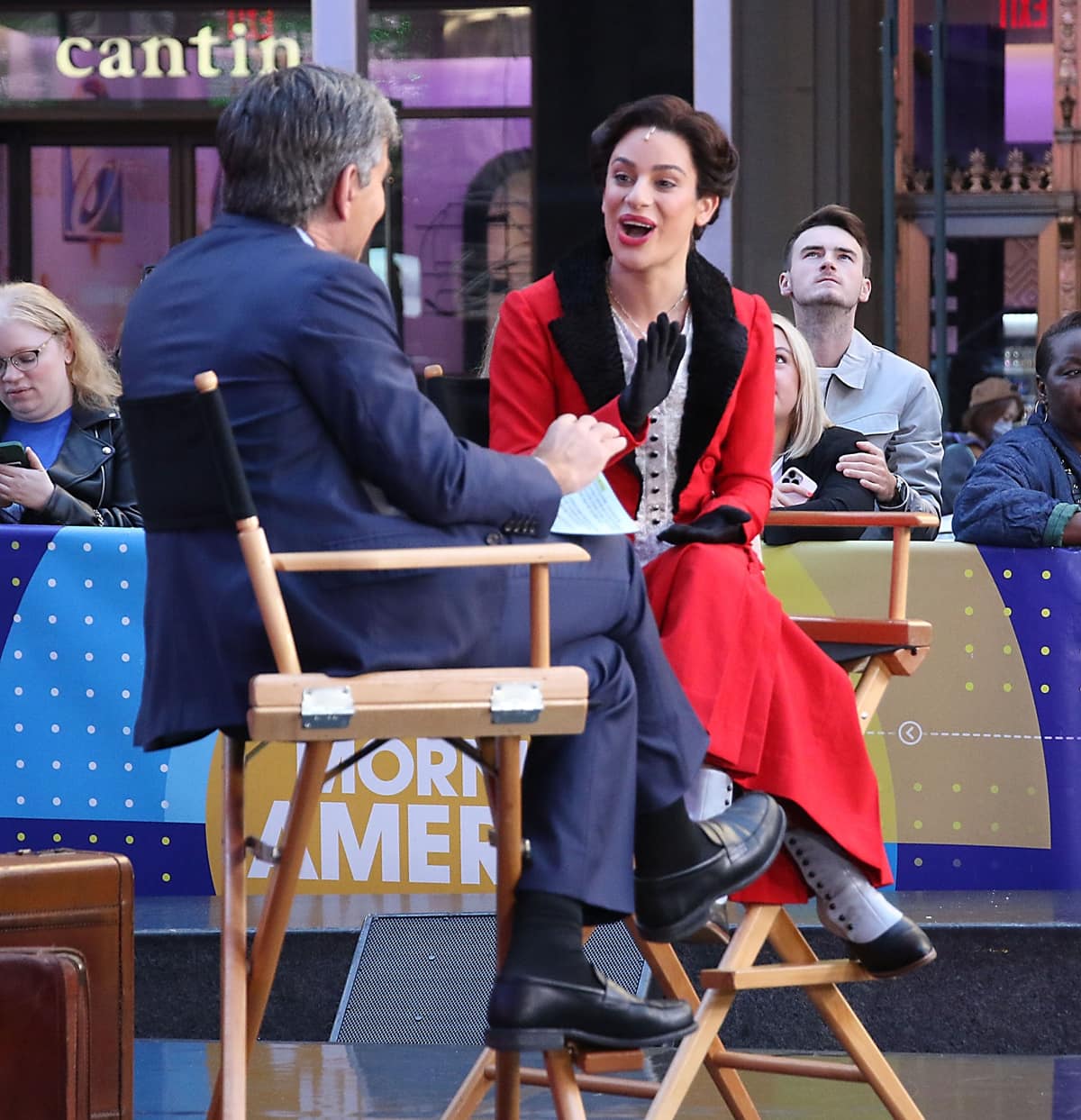 Lea Michele appeared on Good Morning America to perform the classic song “Don’t Rain on My Parade” from the Broadway musical Funny Girl