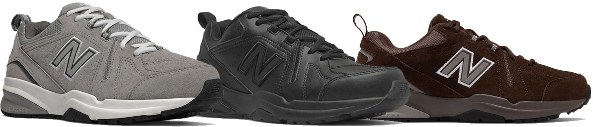 New Balance 608 v5 in gray, black, and chocolate brown colorways, $79.99