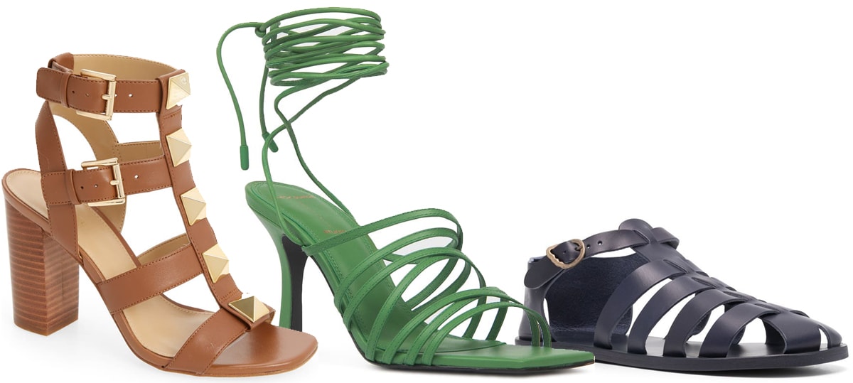 Gladiator sandals have become synonymous with cage heels as they share similar features