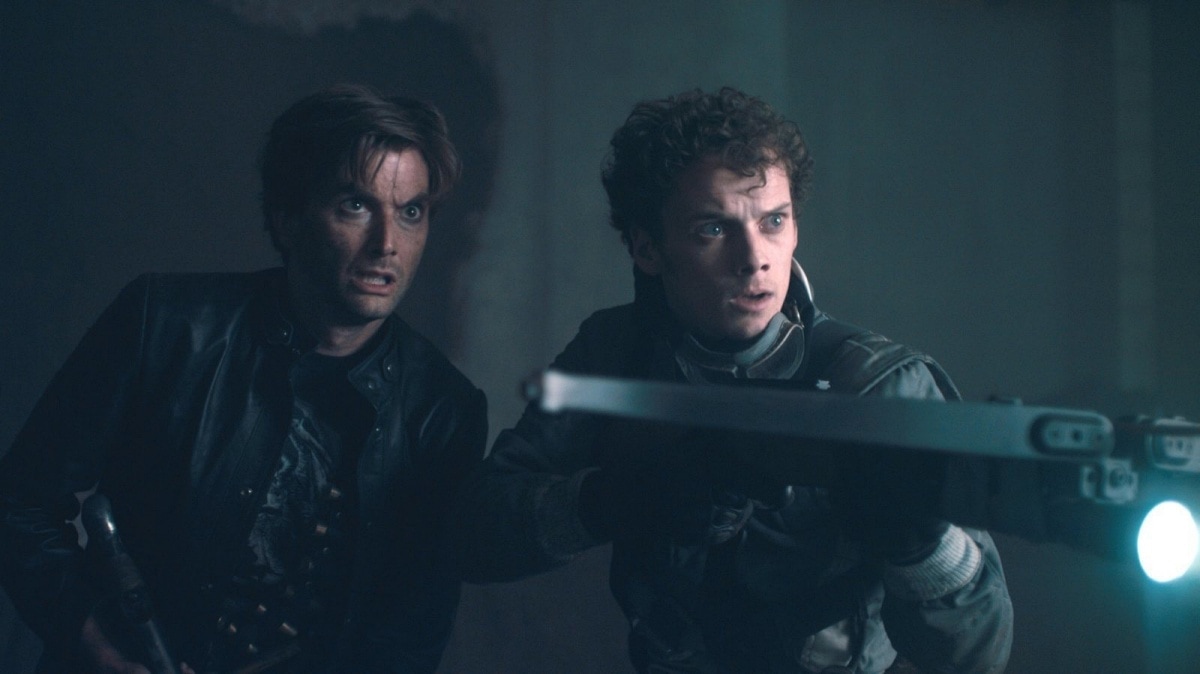 David Tennant as Peter Vincent and Anton Yelchin as Charley Brewster in the 2011 supernatural horror comedy film Fright Night