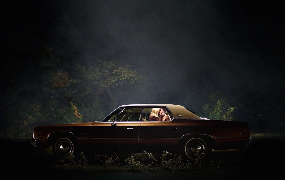 Maika Monroe as Jay Height and Jake Weary as Hugh in the 2014 supernatural psychological horror film It Follows