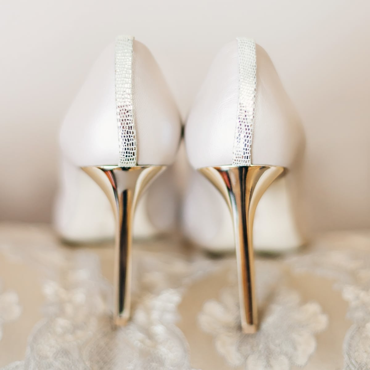 The most popular bridal shoe colors are white and ivory