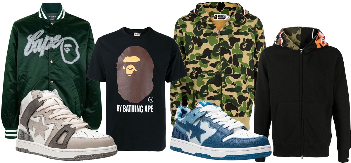 Authentic BAPE Clothing and accessories are available on the official website and in luxury e-commerce platforms