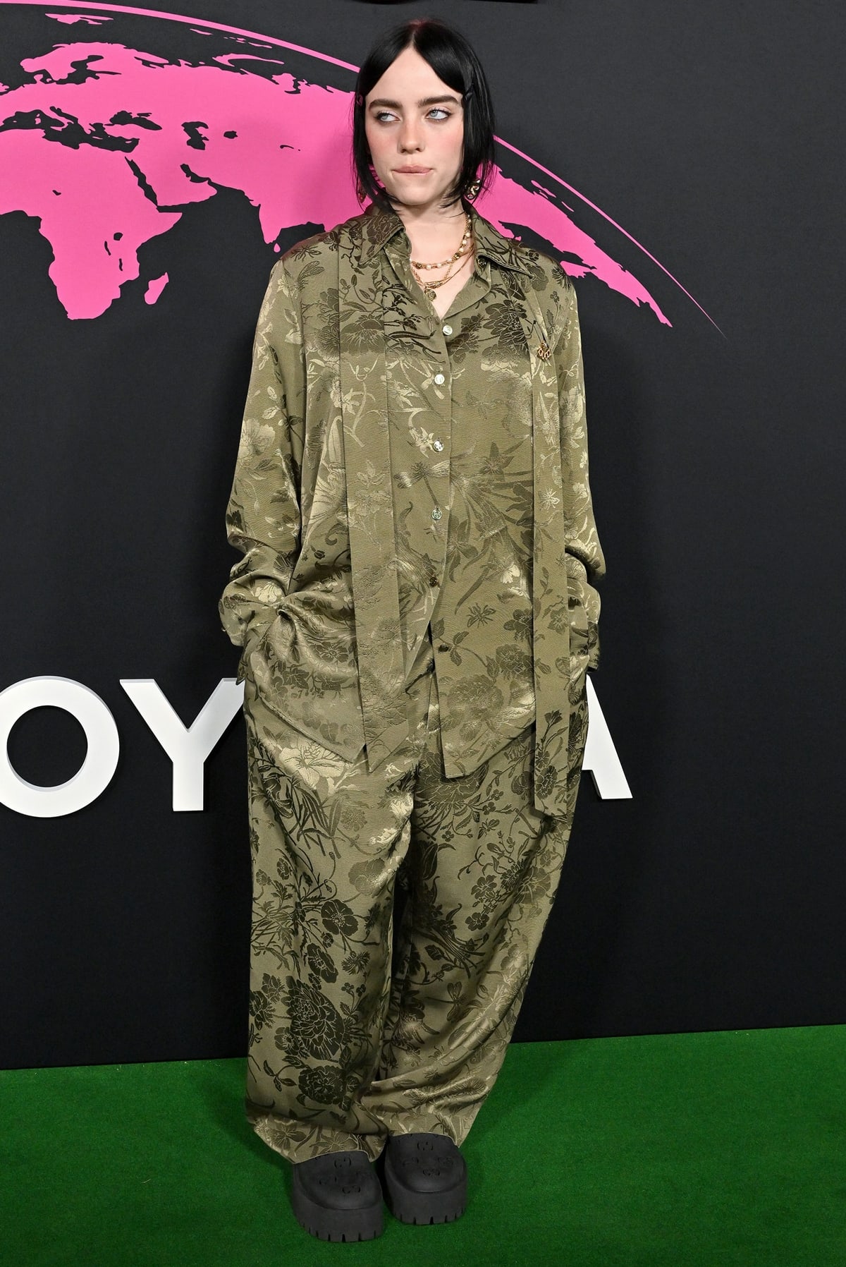 Billie Eilish in a recycled Gucci outfit at the Environmental Media Association Awards Gala