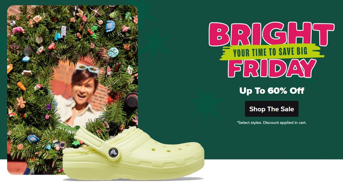 Shop Crocs to order any one of their doorbuster deals at up to 60% off