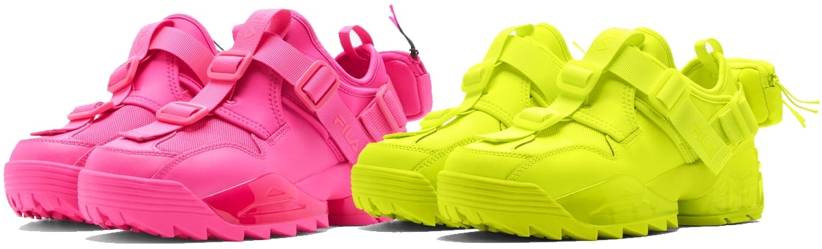 Available in neon pink and yellow, the Unit V2 is a utility-inspired sneaker that boasts a logo-embossed detachable pouch and adjustable slider straps with velcro closure