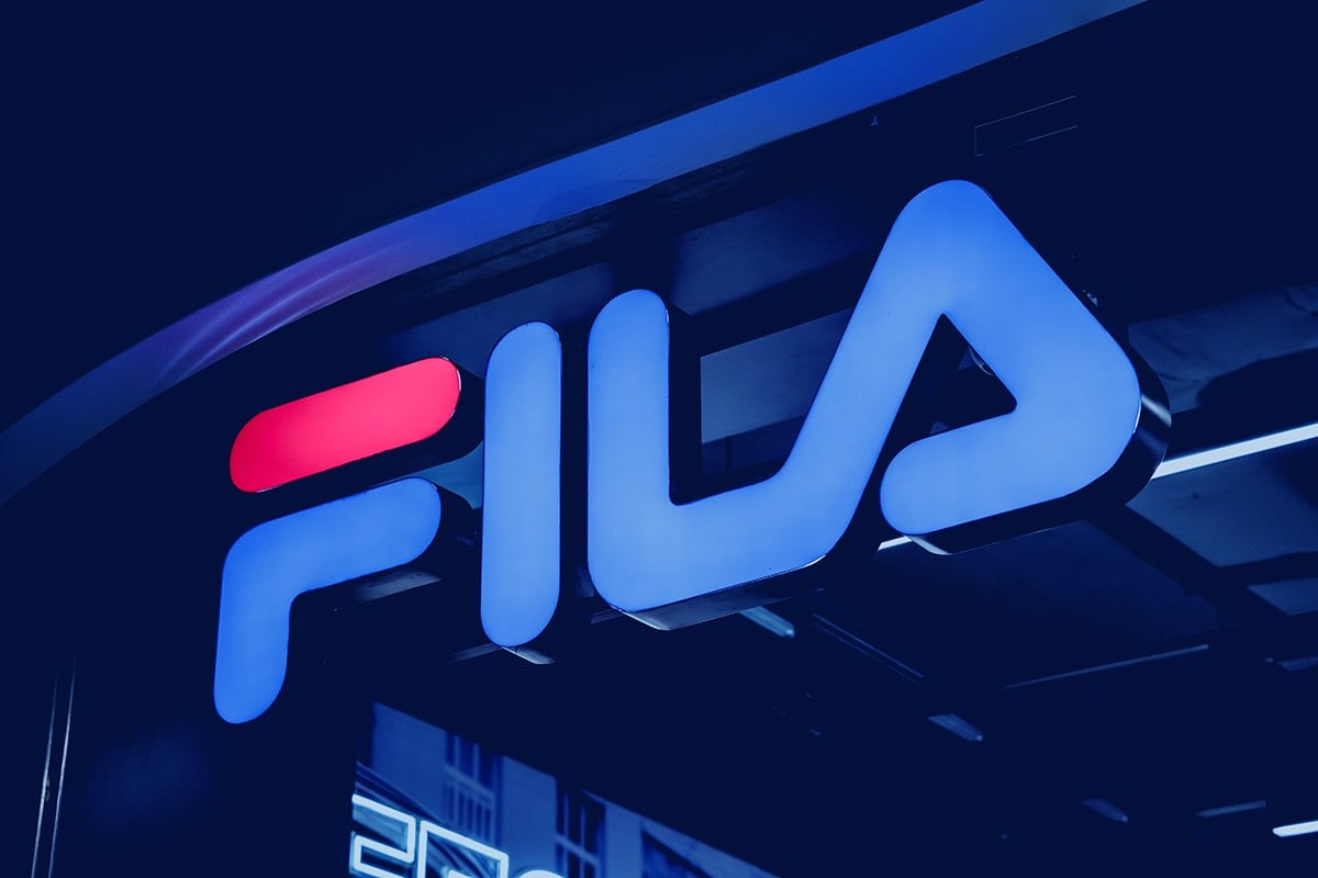 Fila is a sportswear brand that's easily recognizable with its navy and red logo