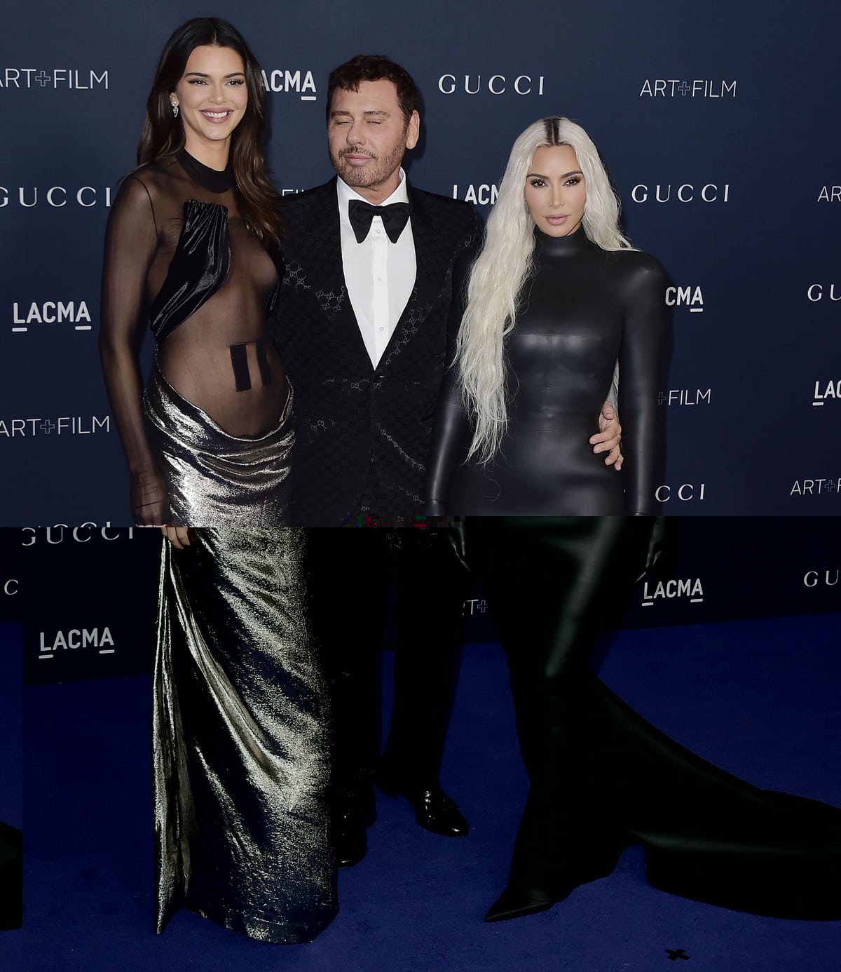 Kendall Jenner, Turkish fashion photographer Mert Alas, and Kim Kardashian arrive at the 11th Annual LACMA Art + Film Gala