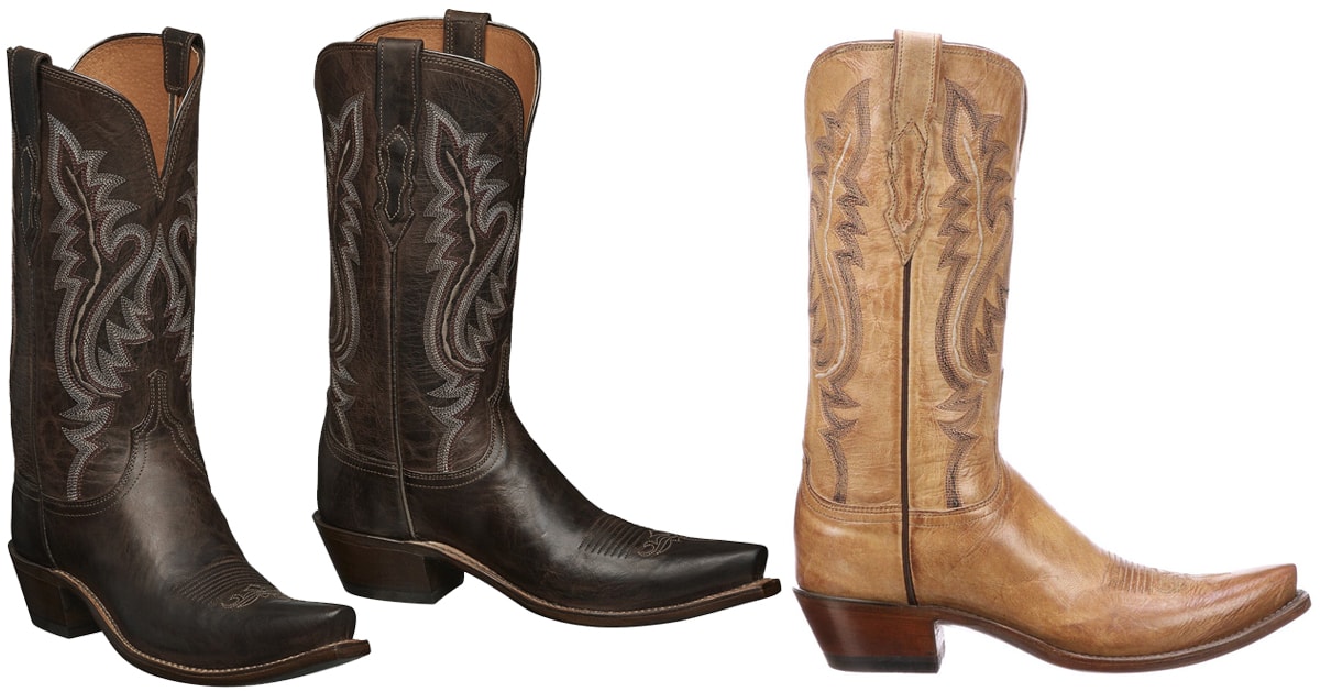 The Cassidy western boot are handmade in Texas from Madras Goat Leather and feature bold stitch patterns on the quarters