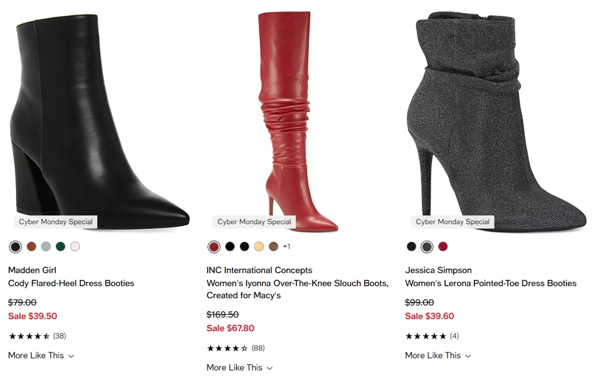 Macy's offers great Cyber Monday 2022 deals on shoes from brands such as Madden Girl, INC International Concepts, and Jessica Simpson